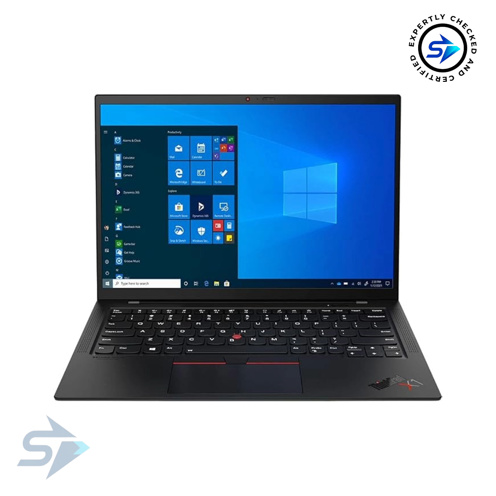 5440-Recovered (12) Latest Lenovo ThinkPad X1 Carbon Gen 9 14" FHD+ Ultrabook, 11th gen i7-1185G7, 32 GB DDR4,512 GB SSD, Intel Iris Xe Graphics, Fingerprint Reader, Win 10 Pro (20XW00A8US), Black - Image 1